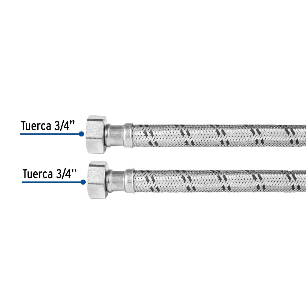 MANGUERA DE HULE 3/4X3/4 40CM ACERO USO GENERAL FOSET