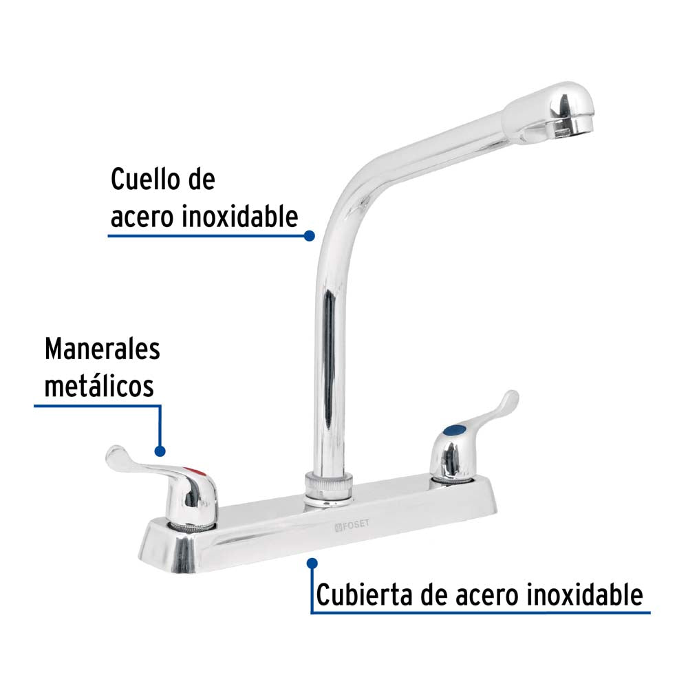 MEZCLADORA FREGADERO MANERALES PALANCA CUELLO COBRA BASIC MCA TRUPER FOSET