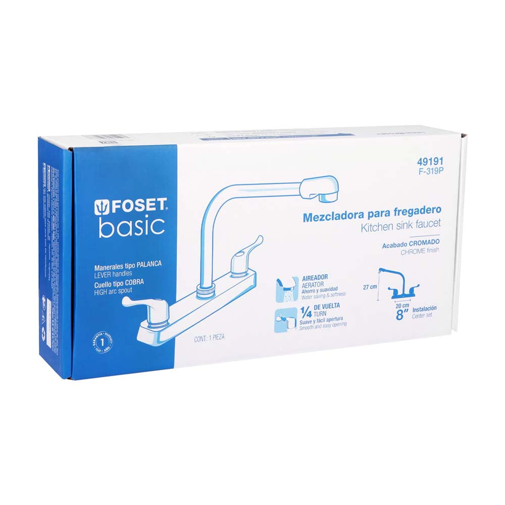 MEZCLADORA FREGADERO MANERALES PALANCA CUELLO COBRA BASIC MCA TRUPER FOSET