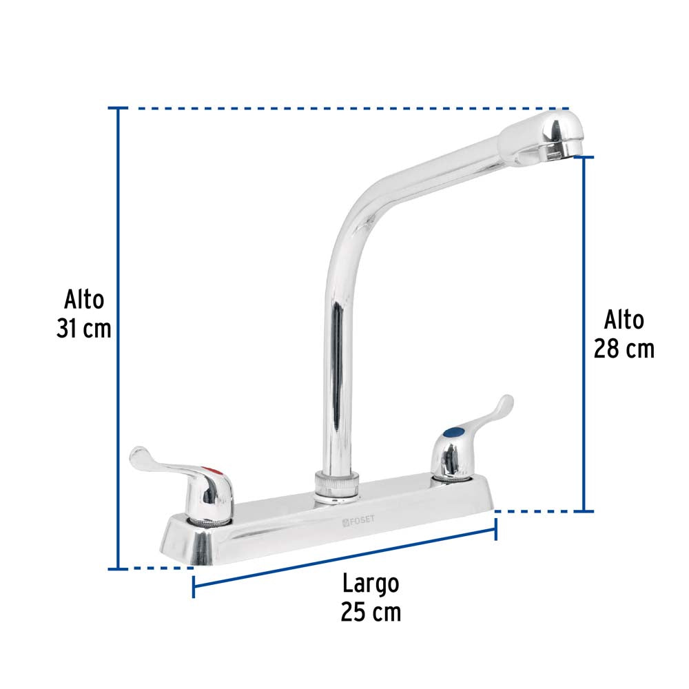 MEZCLADORA FREGADERO MANERALES PALANCA CUELLO COBRA BASIC MCA TRUPER FOSET