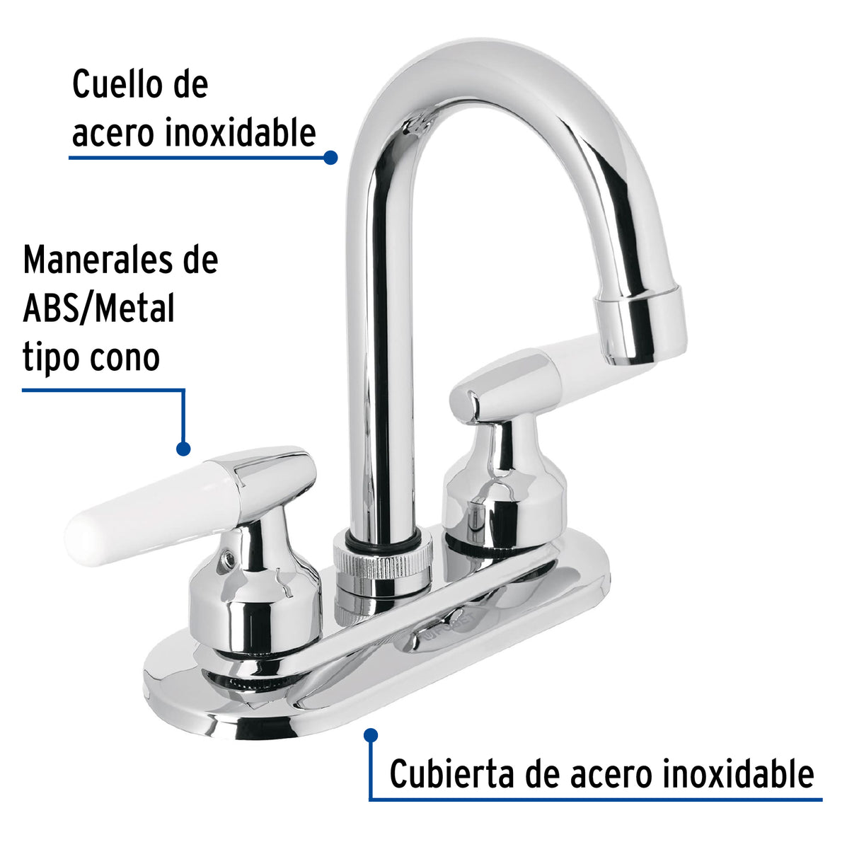 MEZCLADORA 4" PARA LAVABO CUELLO BAR MANERALES CONO