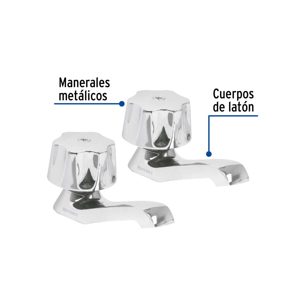 JUEGO DE 2 LLAVES INDIVIDUALES PARA LAVABO MATERIAL METALICO
