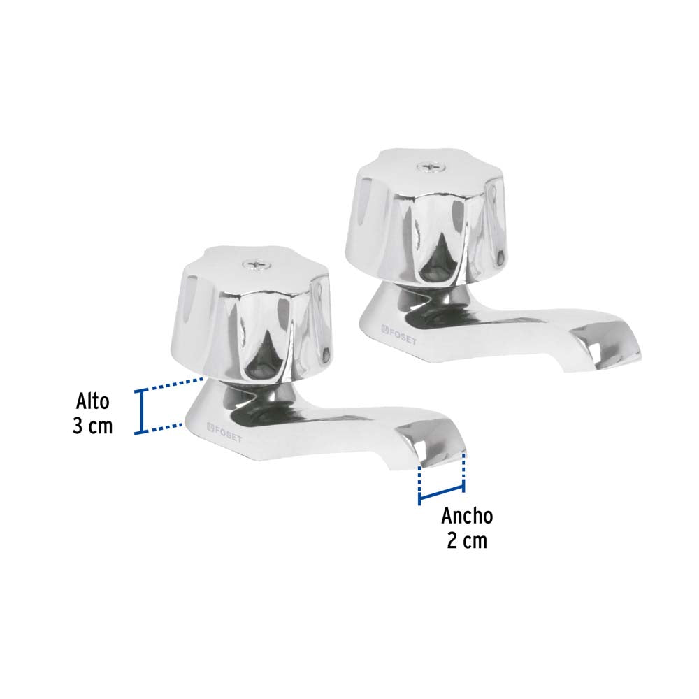 JUEGO DE 2 LLAVES INDIVIDUALES PARA LAVABO MATERIAL METALICO