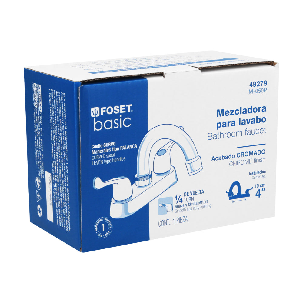 MEZCLADORA PARA LAVABO MANERALES PALANCA CUELLO CURVO BASIC MCA TRUPER FOSET