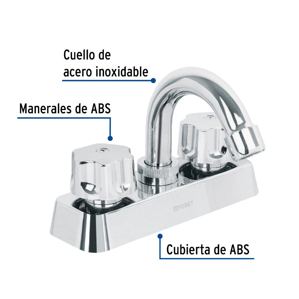 MEZCLADORA PLASTICA LAVABO CUELLO CURVO MANERALES ESTANDAR MCA TRUPER FOSET