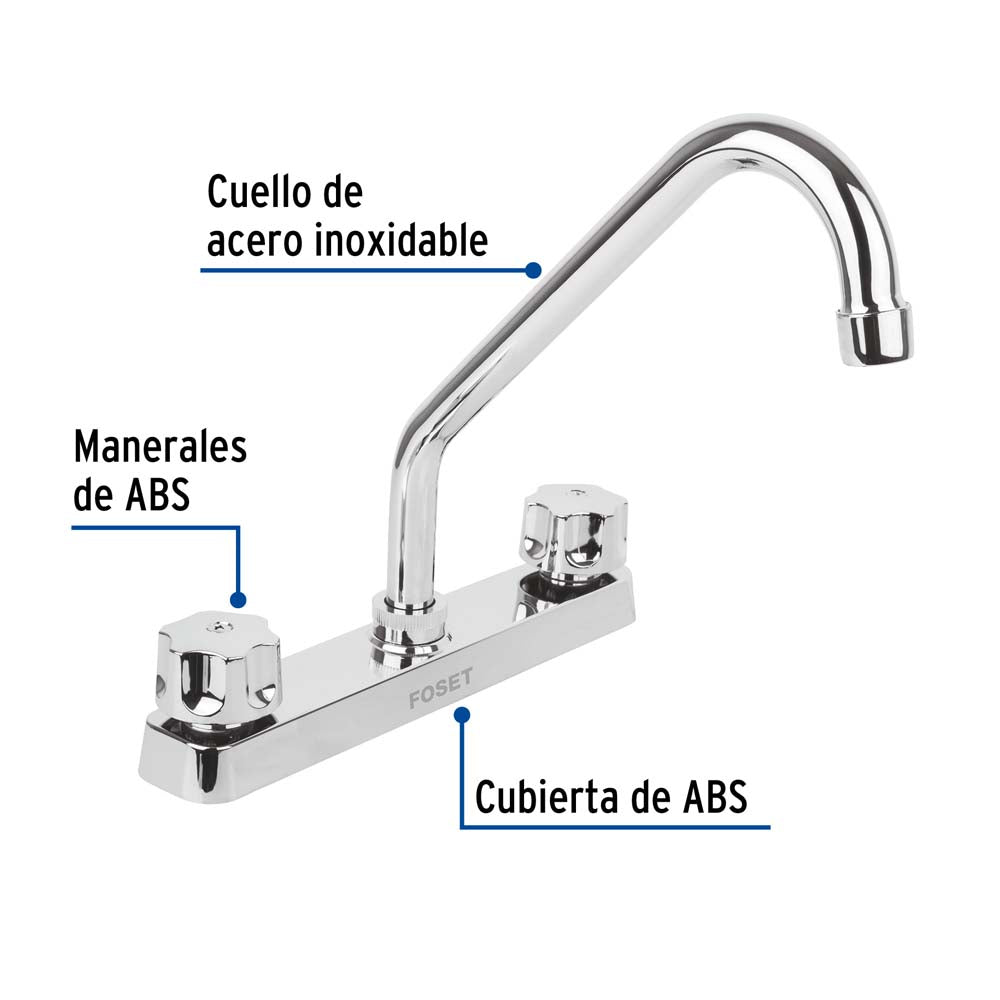 MEZCLADORA PLASTICA FREGADERO CUELLO Y MANERALES ESTANDAR MCA TRUPER FOSET