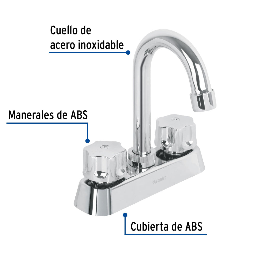 MEZCLADORA PLASTICA PARA LAVABO CUELLO TIPO BAR BASIC TRUPER FOSET BASIC