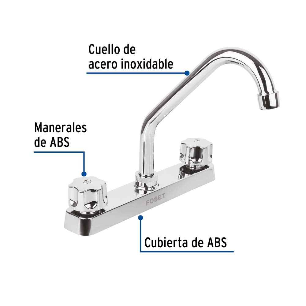 MEZCLADORA PLASTICA PARA FREGADERO CUELLO CORTO BASIC MCA TRUPER FOSET