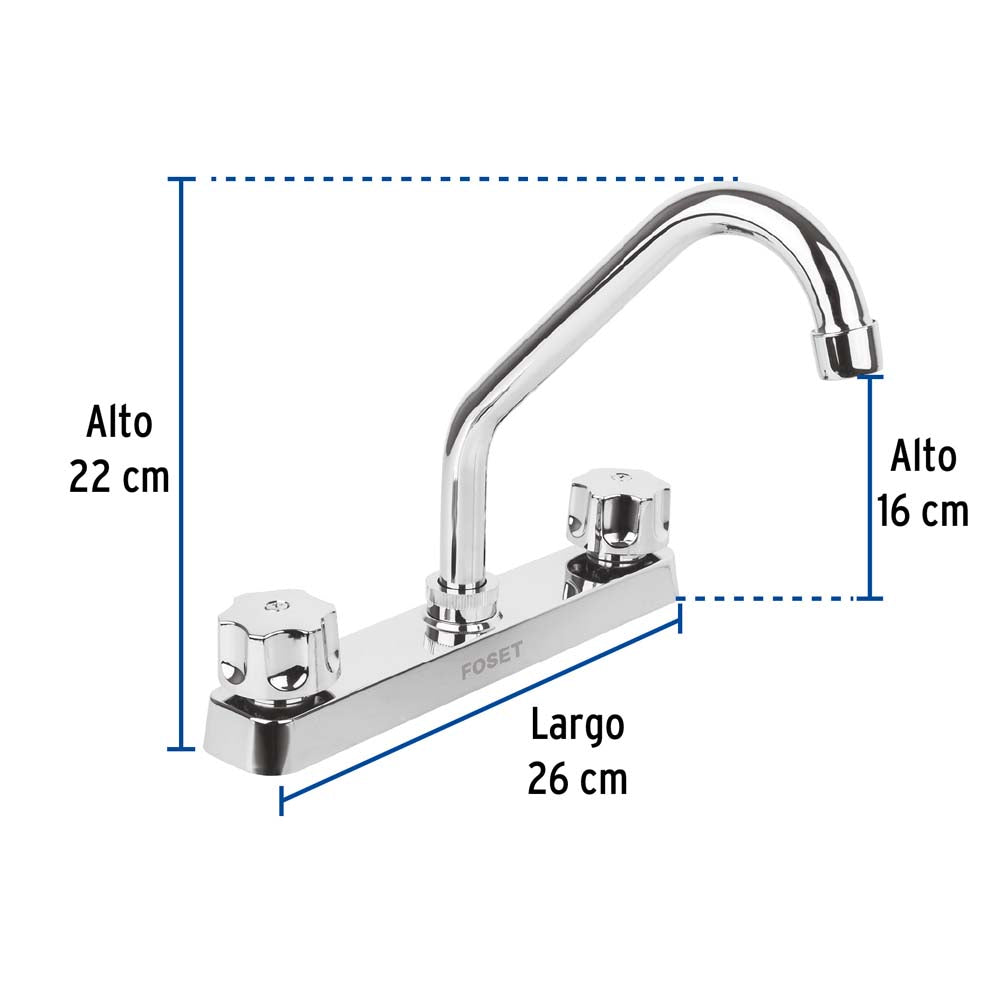 MEZCLADORA PLASTICA PARA FREGADERO CUELLO CORTO BASIC MCA TRUPER FOSET