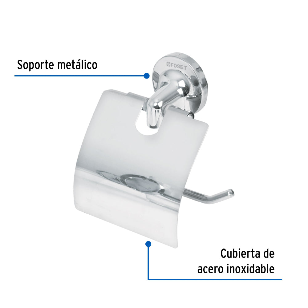 PORTAROLLO CON CUBIERTA CROMO FOSET AQUA