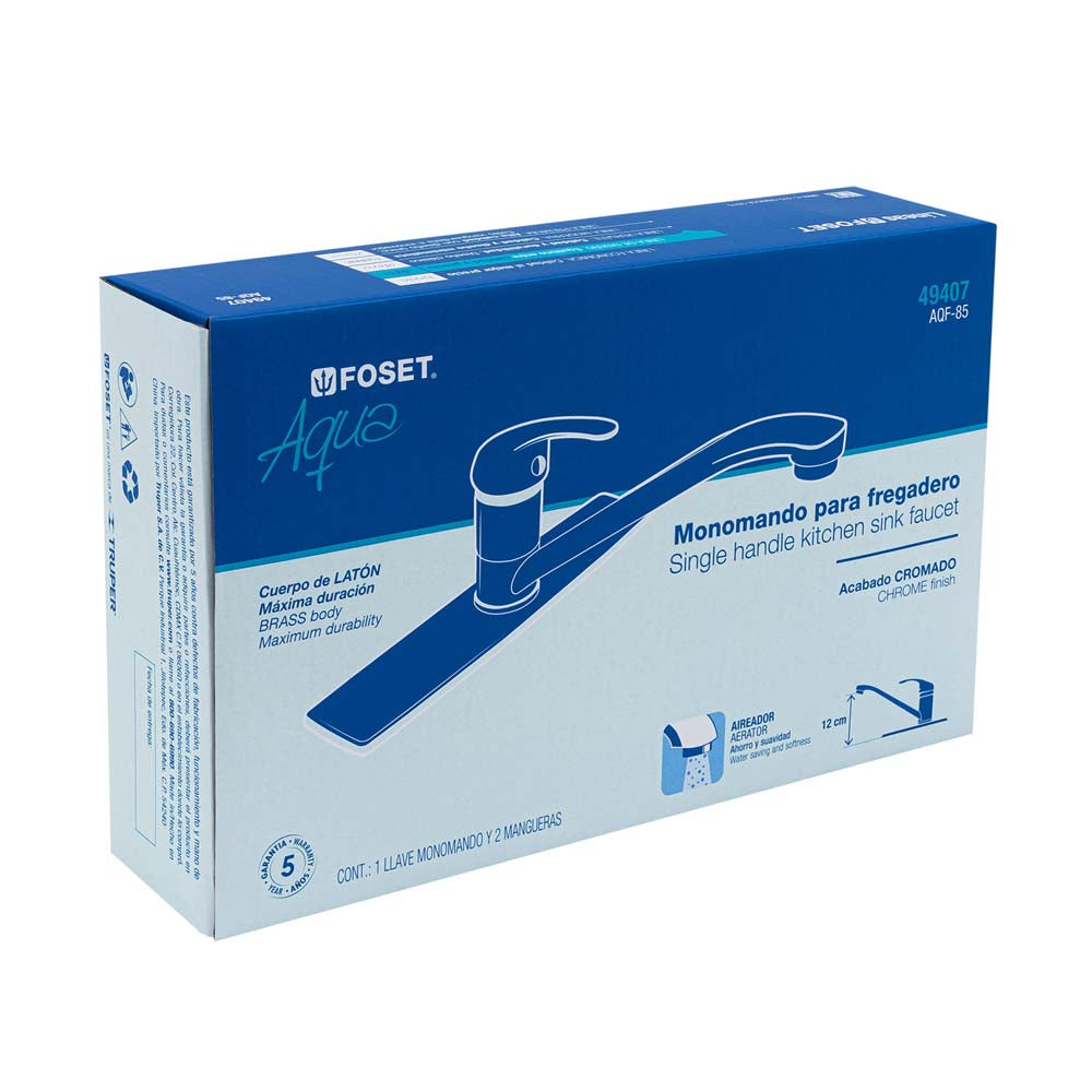 MEZCLADORA PARA FREGADERO MONOMANDO FOSET AQUA