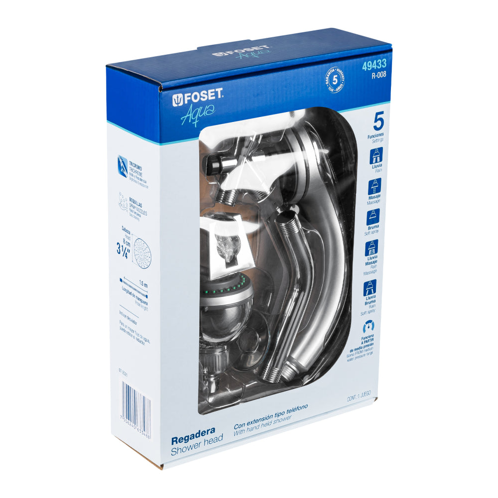 REGADERA CON EXTENSION TIPO TELEFONO FOSET AQUA
