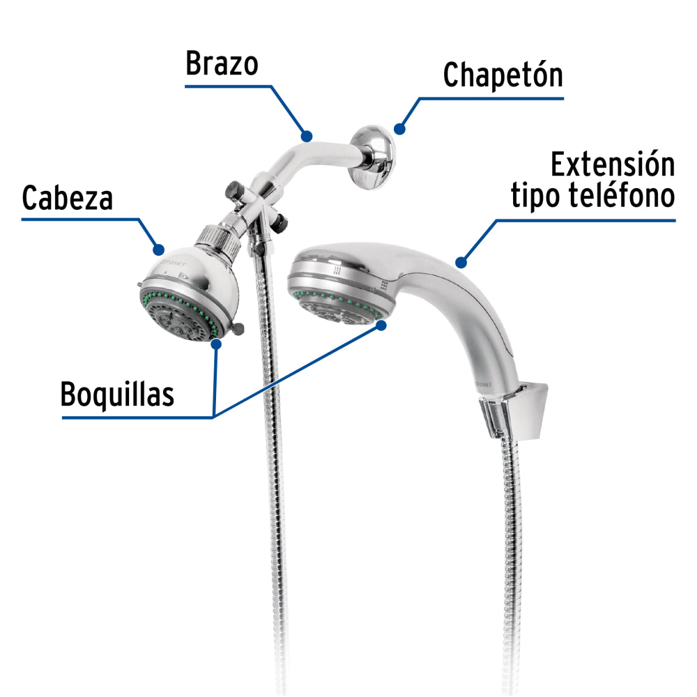 REGADERA CON EXTENSION TIPO TELEFONO FOSET AQUA