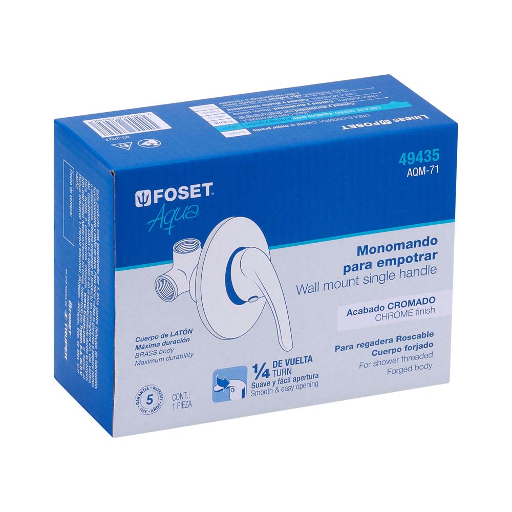 MONOMANDO PARA REGADERA FOSET AQUA