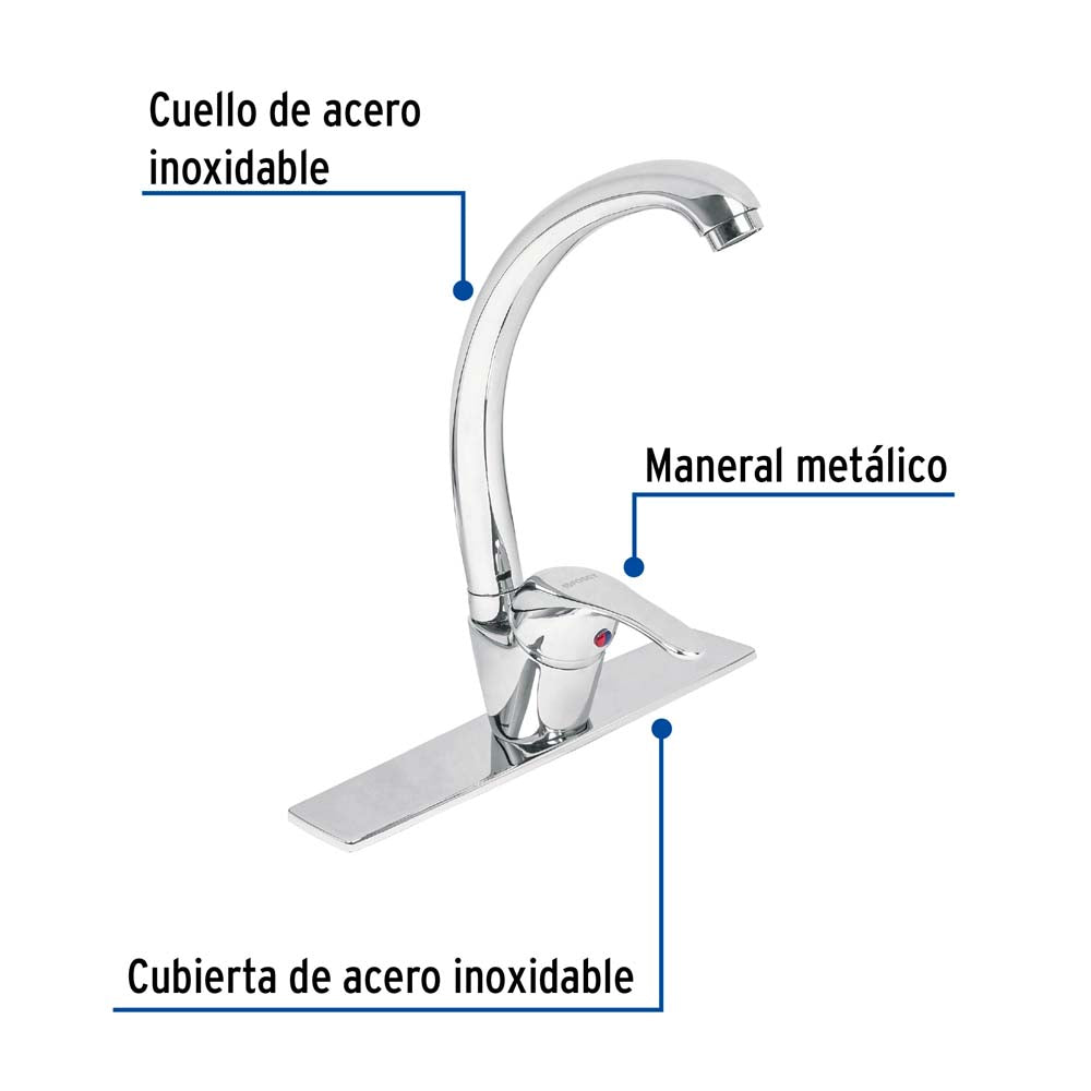 MONOMANDO PARA FREGADERO CUELLO CURVO FOSET AQUA