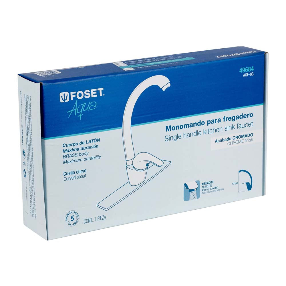 MONOMANDO PARA FREGADERO CUELLO CURVO FOSET AQUA