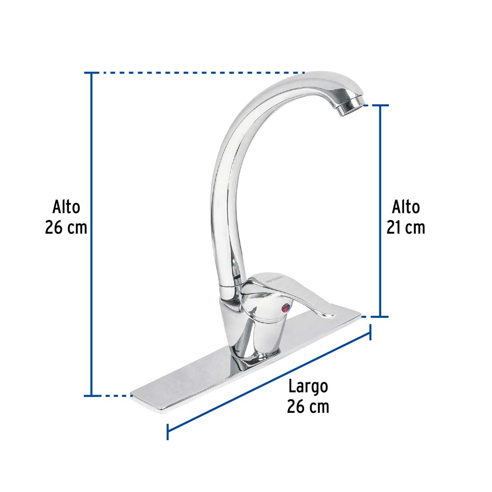 MONOMANDO PARA FREGADERO CUELLO CURVO FOSET AQUA