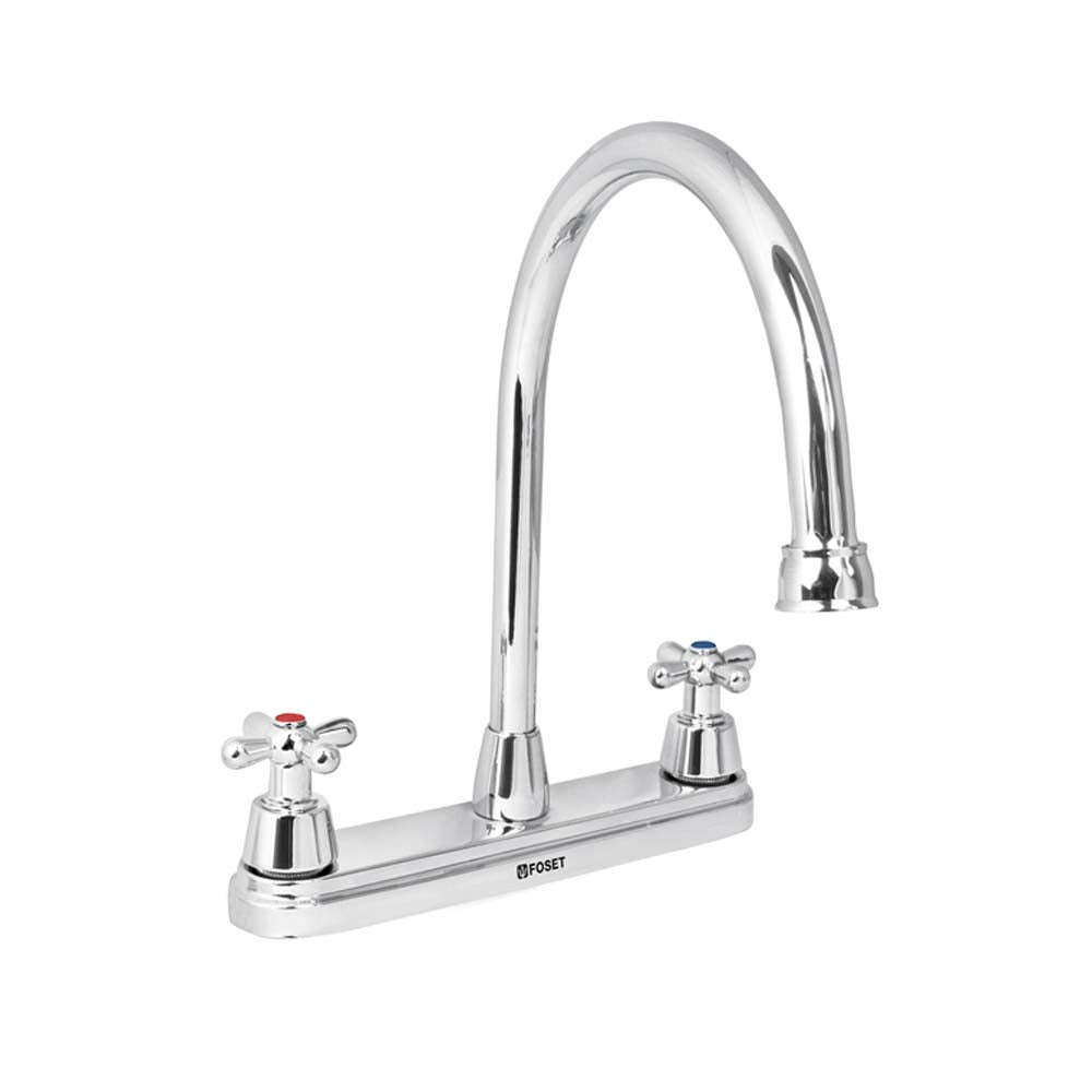 MEZCLADORA PARA FREGADERO MANERALES CRUCETA ACERO INOX. FOSET AQUA