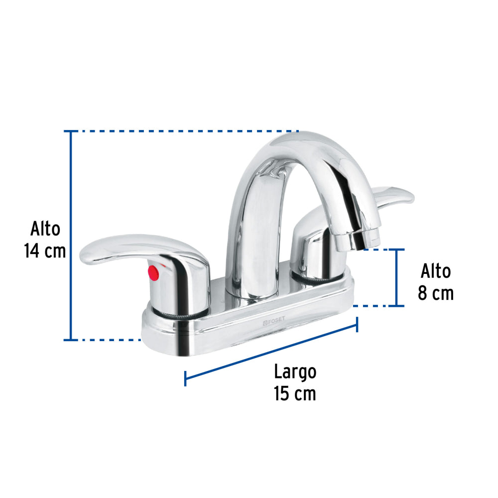 MEZCL. LAVABO MANERALES PALANCA CUELLO ALTO ACERO INOX FOSET AQUA