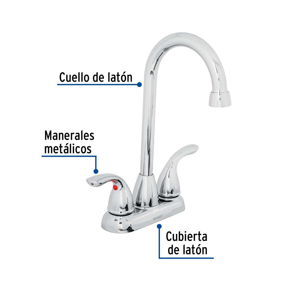 MEZCLADORA PARA LAVABO DE 4" TIPO BAR FOSET AERO