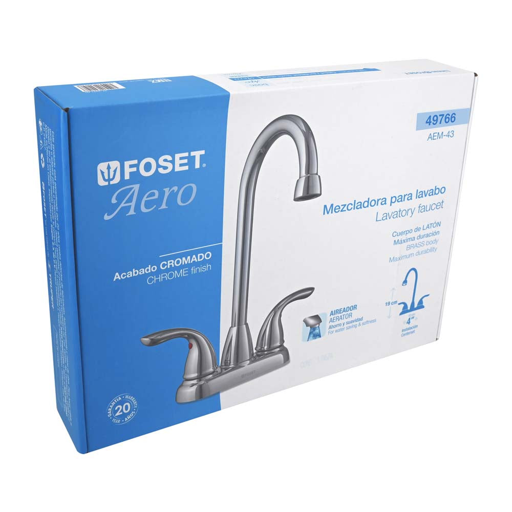 MEZCLADORA PARA LAVABO DE 4" TIPO BAR FOSET AERO