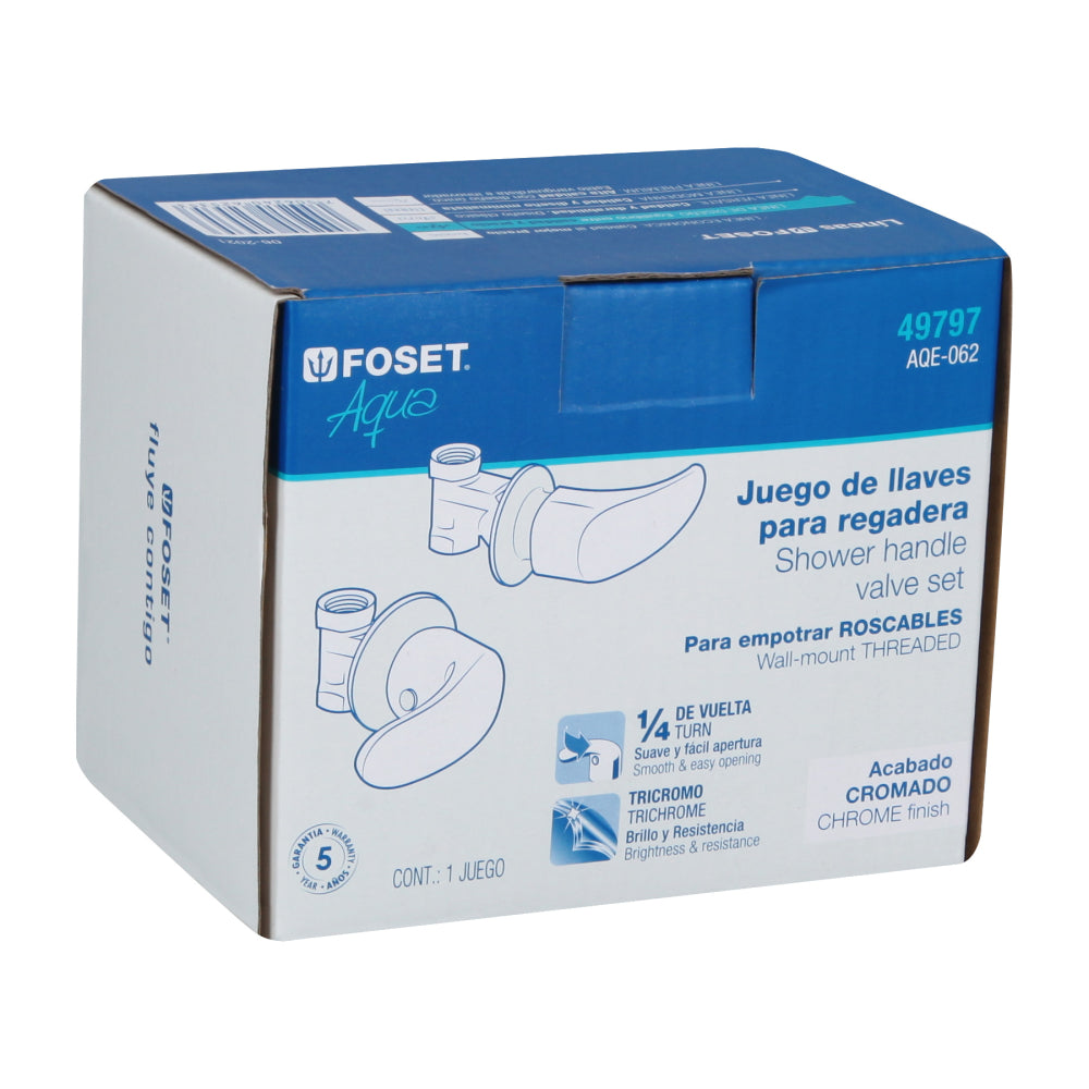 JUEGO 2 LLAVES DE EMPOTRAR ROSCABLES TIPO PALANCA FOSET AQUA