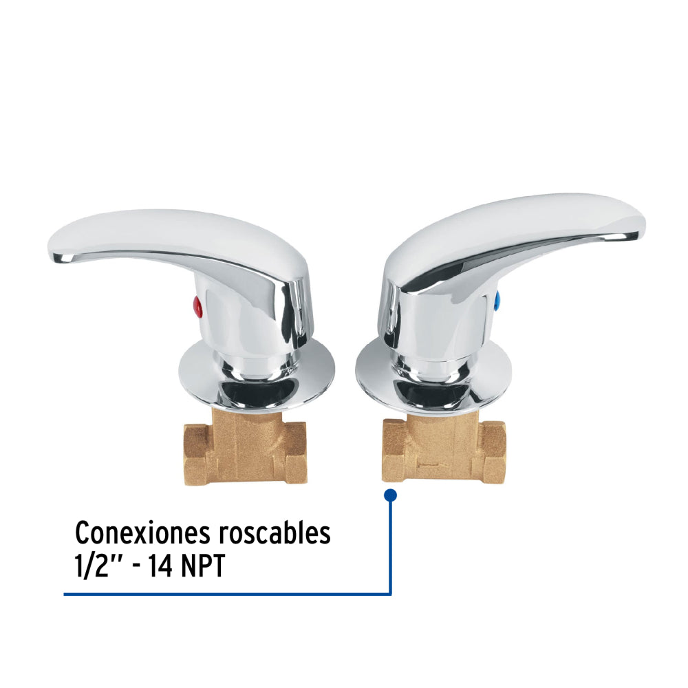 JUEGO 2 LLAVES DE EMPOTRAR ROSCABLES TIPO PALANCA FOSET AQUA