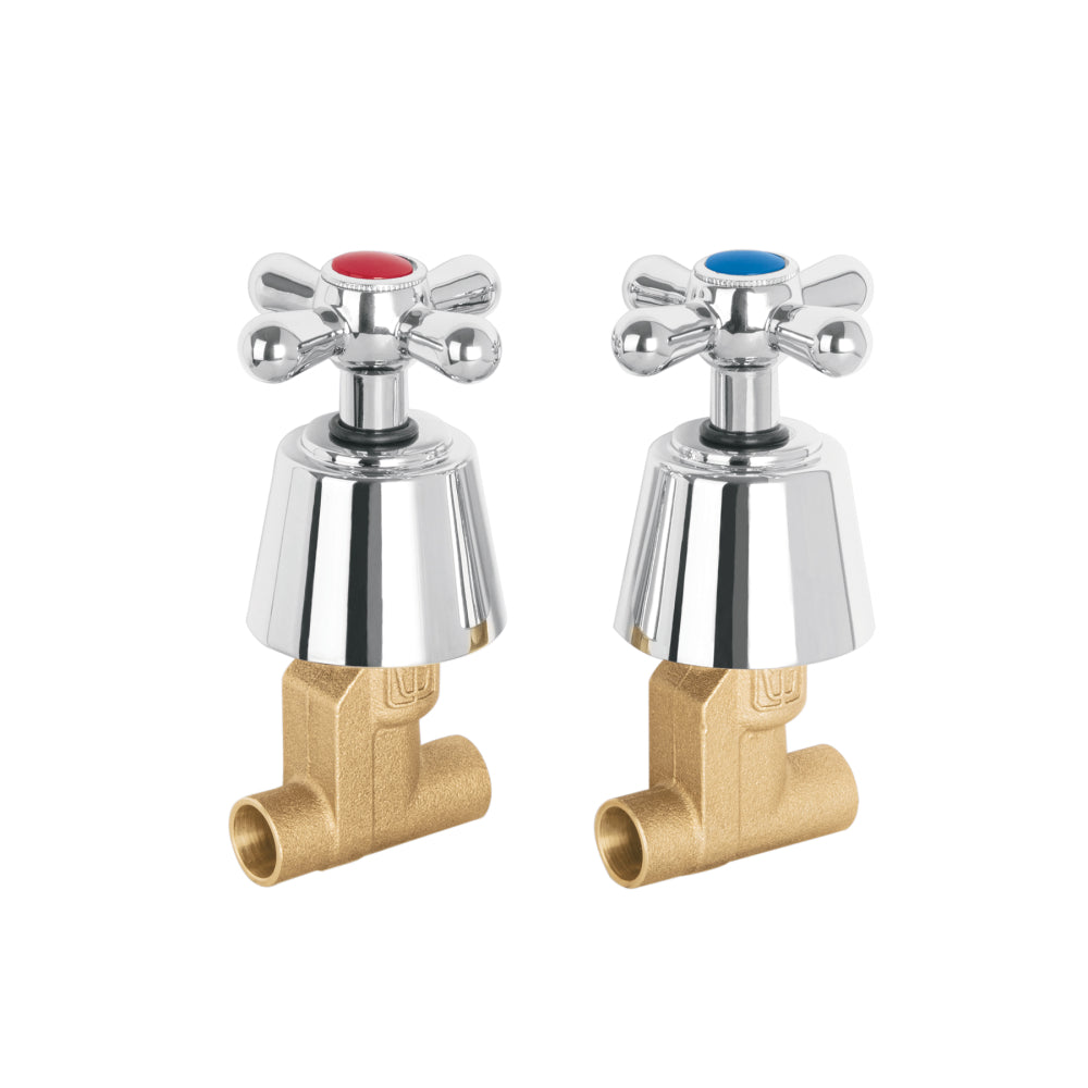 JUEGO 2 LLAVES DE EMPOTRAR SOLDABLE TIPO CRUCETA FOSET AQUA