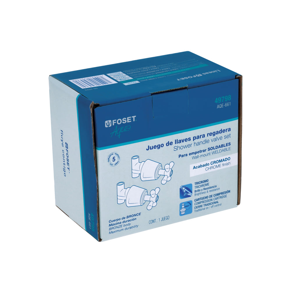 JUEGO 2 LLAVES DE EMPOTRAR SOLDABLE TIPO CRUCETA FOSET AQUA