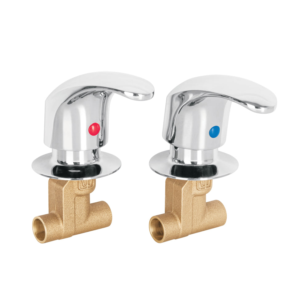 JGO. 2 LLAVES DE EMPOTRAR SOLDABLE TIPO PALANCA FOSET AQUA