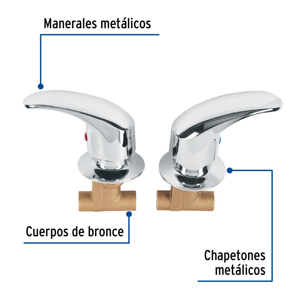 JGO. 2 LLAVES DE EMPOTRAR SOLDABLE TIPO PALANCA FOSET AQUA