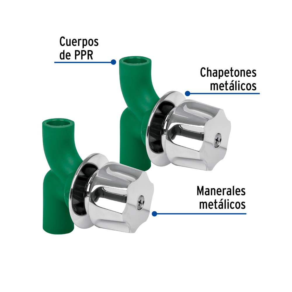 LLAVE DE EMPOTRAR PARA REGADERA DE PPR (2 PZAS) MCA TRUPER FOSET HIDROFLOW