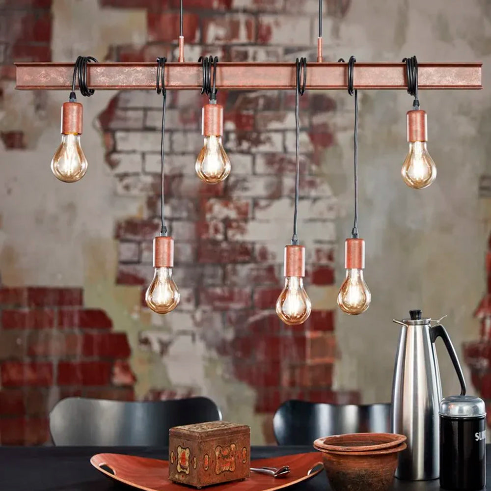 LUMINARIA COLGANTE EGLO TOWNSHEND 6 LUCES BASE E26 CAFÉ***SIN T.E.***