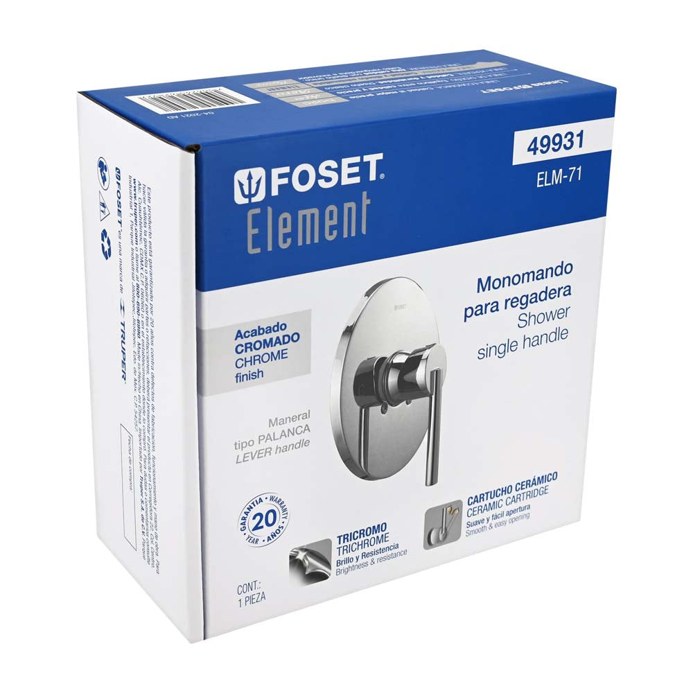 MONOMANDO PARA REGADERA FOSET ELEMENT