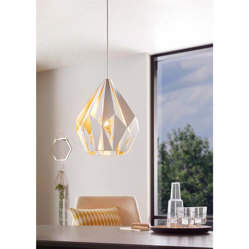 LAMP COLGANTE TIPO DIAMANTE MEDIANA ACERO ORO/MIEL E27 (NO INCLUIDA) CARLTON 1 EGLO