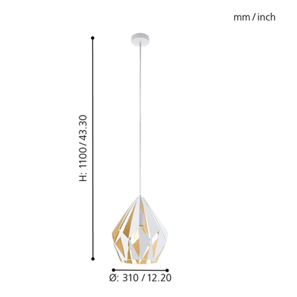 LAMP COLGANTE TIPO DIAMANTE MEDIANA ACERO ORO/MIEL E27 (NO INCLUIDA) CARLTON 1 EGLO