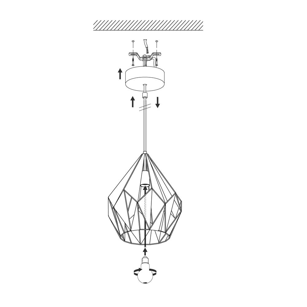LAMP COLGANTE TIPO DIAMANTE MEDIANA ACERO ORO/MIEL E27 (NO INCLUIDA) CARLTON 1 EGLO