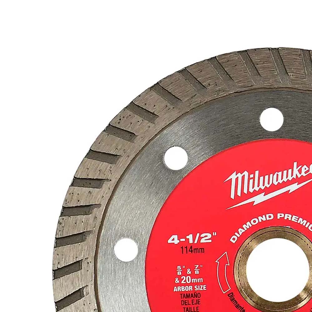 DISCO PARA METAL MADERA CONCRETO DIAMANTADO TURBO PREMIUM DE 4 1/2" MILWAUKEE