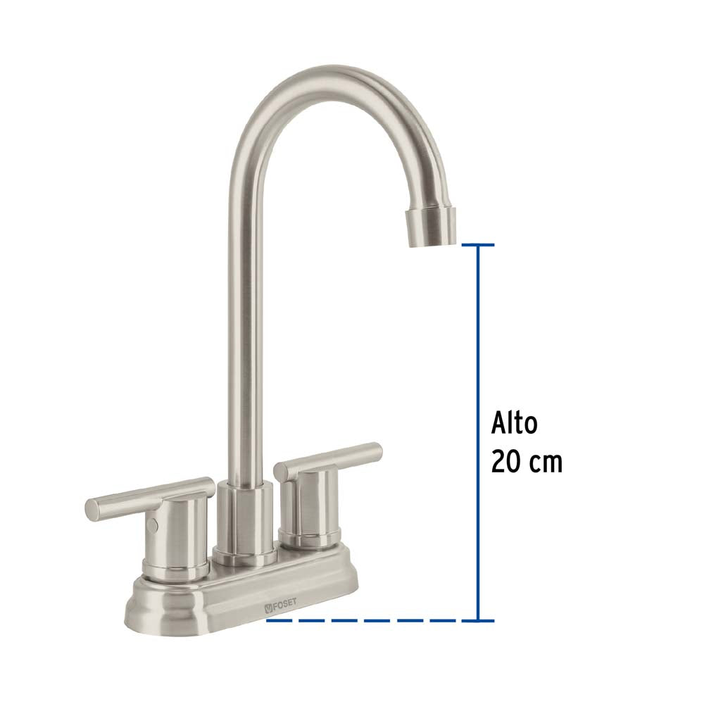 MEZCLADORA PARA LAVABO DE 4" TIPO BAR SATIN FOSET ELEMENT