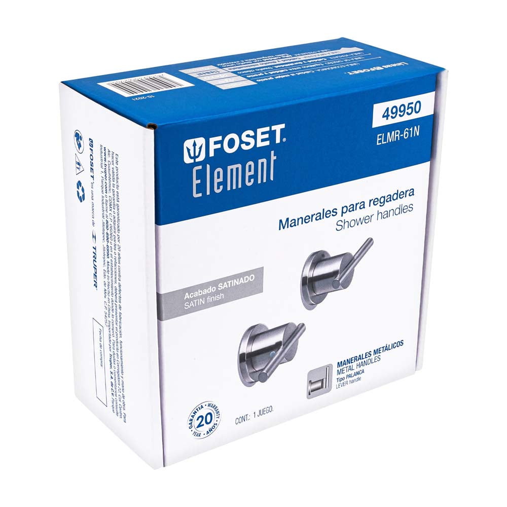 CAJA CON 2 MANERALES ACABADO SATÍN PARA REGADERA FOSET ELEMENT
