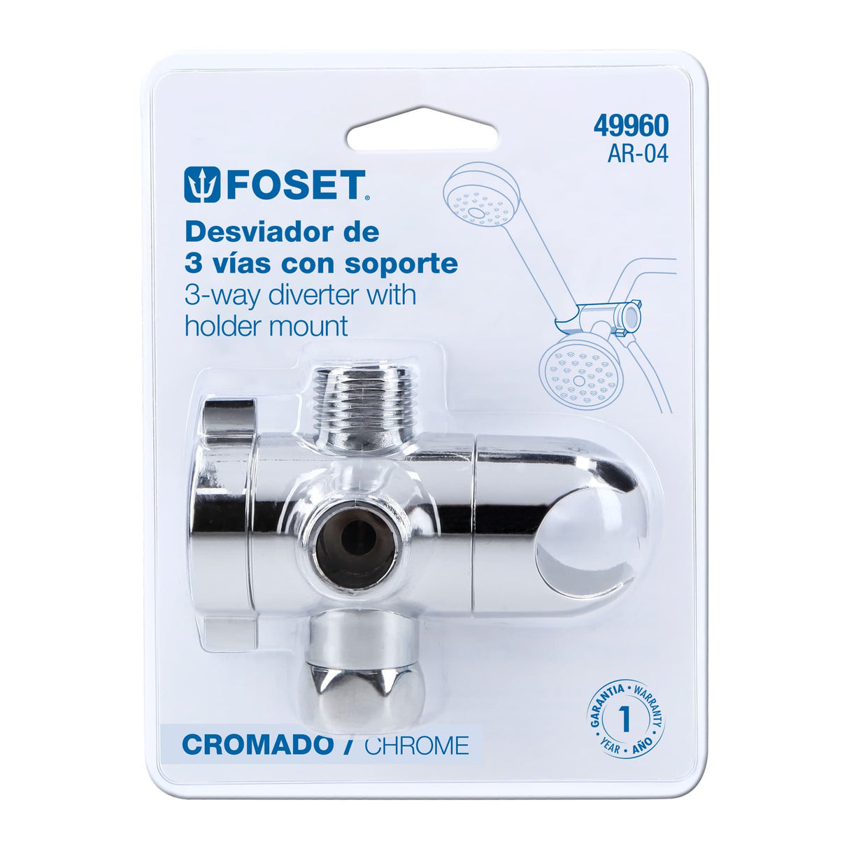DESVIADOR DE 3 VIAS PARA BRAZO CON SOPORTE CROMO
