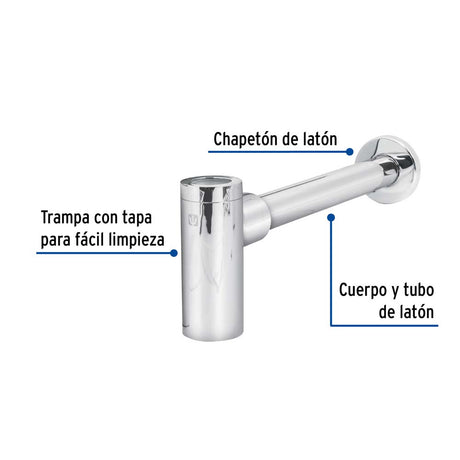 CESPOL DE BOTE P/LAVABO MINIMALISTA S/CONTRA CROMO 1-1/4" MCA TRUPER FOSET