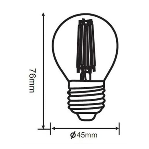 FOCO GLOBO G45 LED FILAMENTO 4.5 W IRC 90 LUZ DE DIA BASE E27 ATENUABLE 4DG45LEDFF65VC90