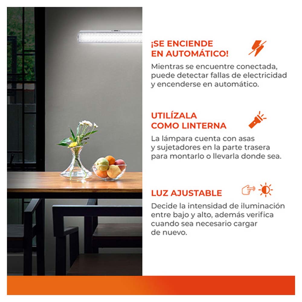 LÁMPARA DE EMERGENCIA LED TECNOLITE MEBSUTA II RECARGABLE 1W LUZ DE DÍA PORTÁTIL LED INTEGRADO