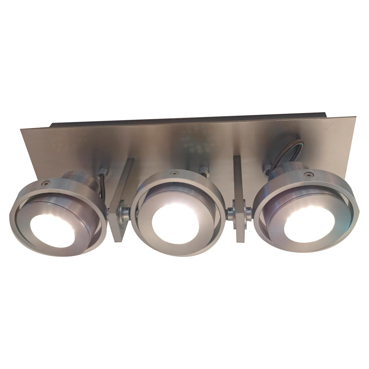 LUMINARIO CANOPE 3 LUCES GU10 LED 3X3W 110-130V 3000K SATIN CLASS *** H.A.E. 2021 ***