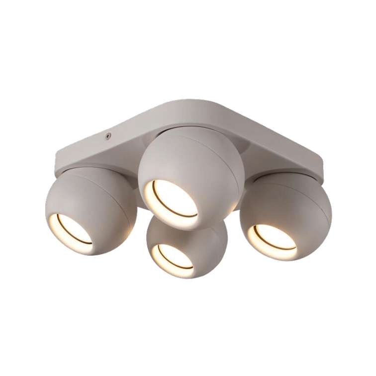 LUMINARIO CUADRODO P/ TECHO C/ 4 ESFERAS 4XGU10LED 3W 110-265V ACABADO ALUMINI BLANCO MCA CLASS *** H.A.E. 2021 ***