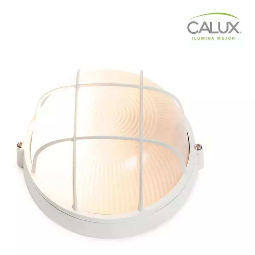 LUMINARIO SOBREPONER NAUTICA REDONDA E27 GDE CON GUARDA BLANCA CALUX
