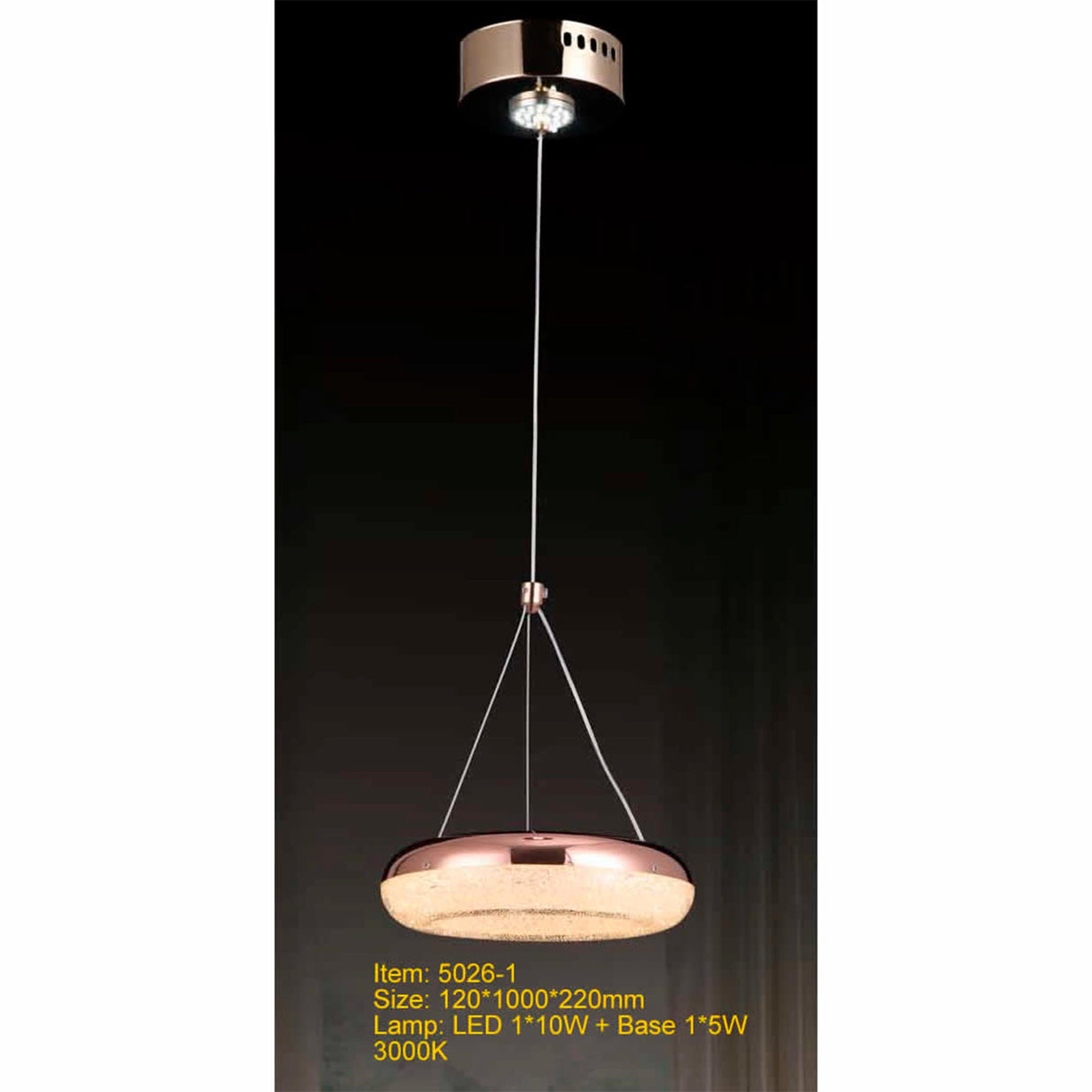 LUM COLGANTE LED 15W 1 ARO BRONCE 3000K