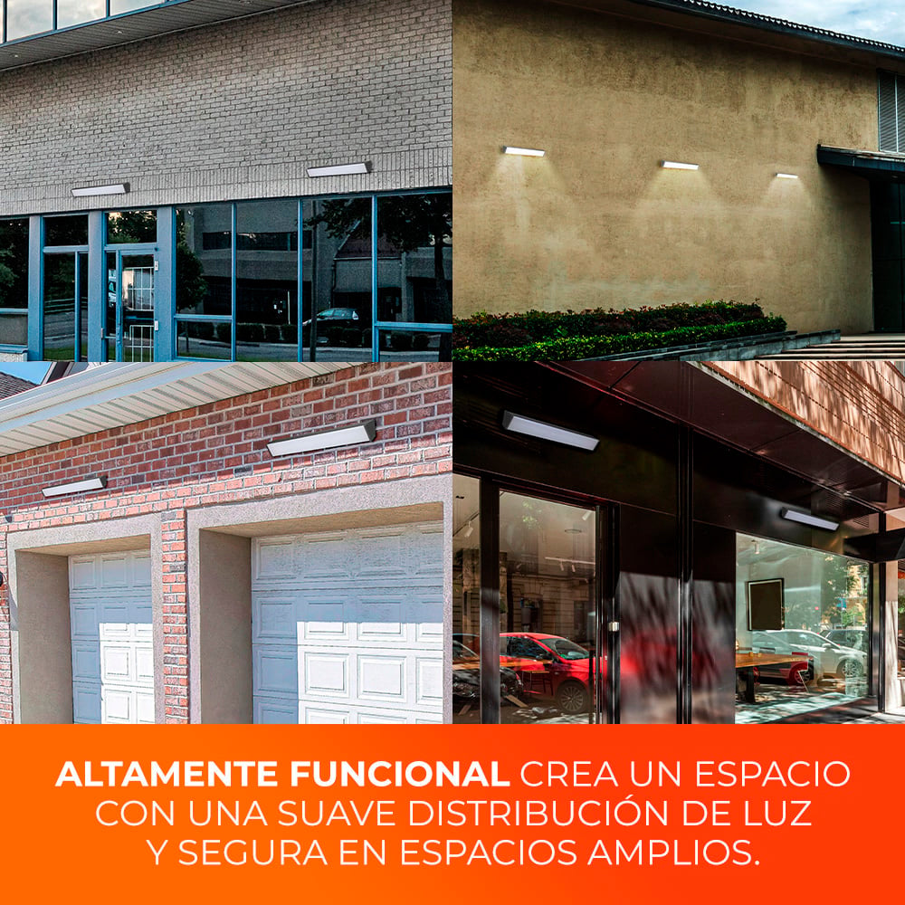 LAMPARA DE PARED ARBOTANTE LED EXTERIOR 50 W LUZ CALIDA BRILLANTE IP54 IK06 NO ATENUABLE LED INTEGRADO