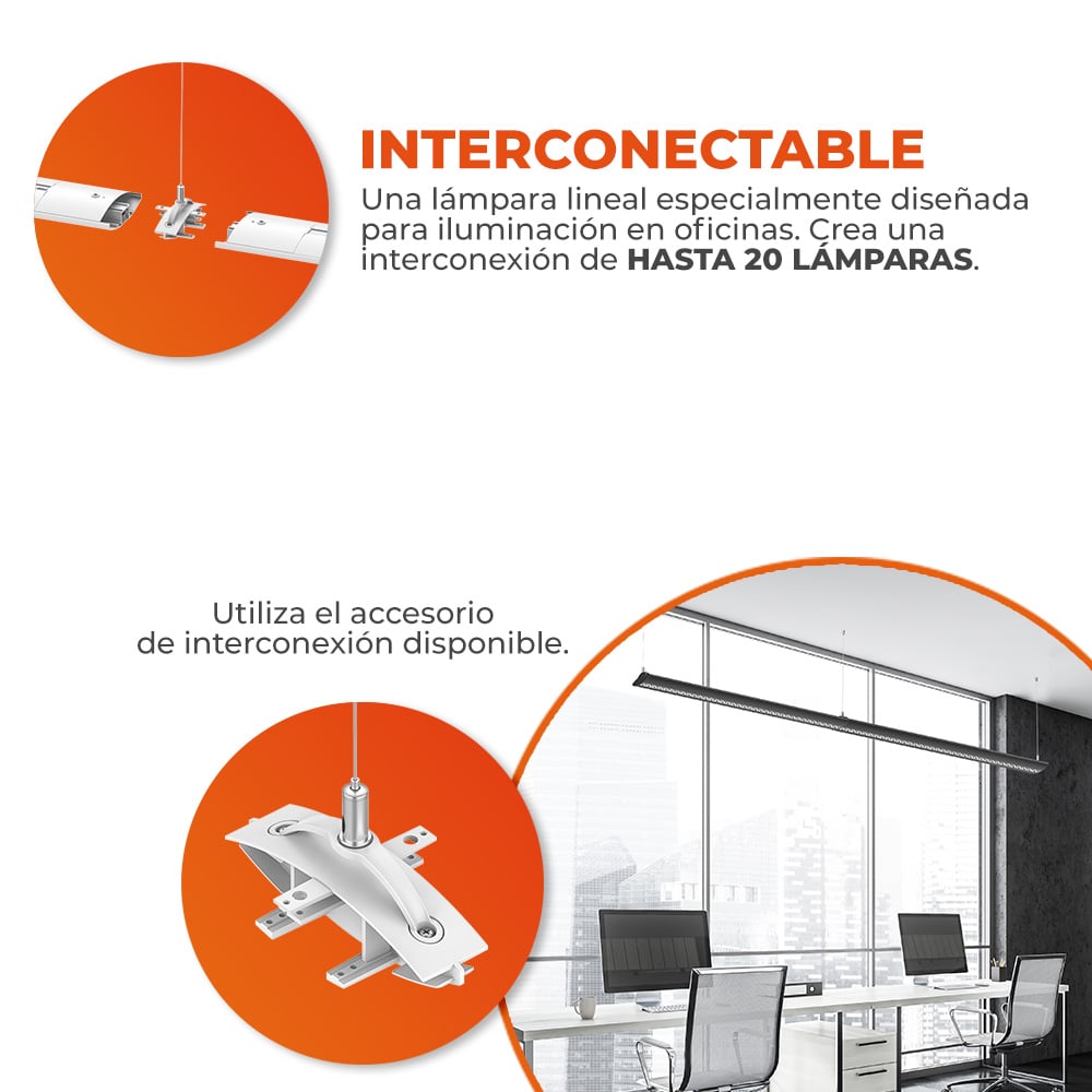 LUMINARIO LED SOBREPONER/SUSPENDIDO INT 50W NEGRO